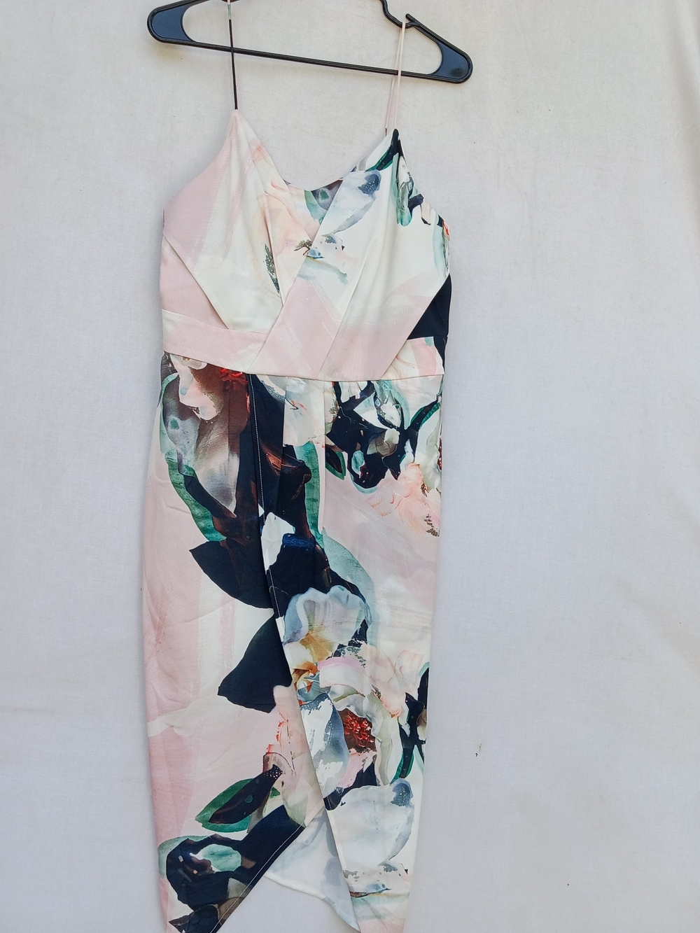 Cooper St Floral Pink Black & Green Midi Slip Dress with Spaghetti Straps Zipper